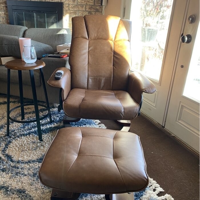 Padang Sidempuan 30.3'' Wide Faux Leather Manual Swivel Ergonomic Recliner with Ottoman