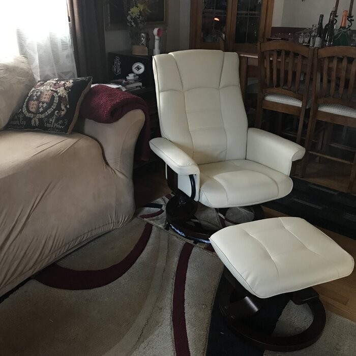 Padang Sidempuan 30.3'' Wide Faux Leather Manual Swivel Ergonomic Recliner with Ottoman