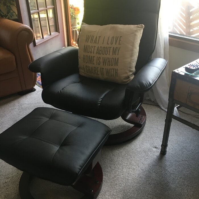 Padang Sidempuan 30.3'' Wide Faux Leather Manual Swivel Ergonomic Recliner with Ottoman