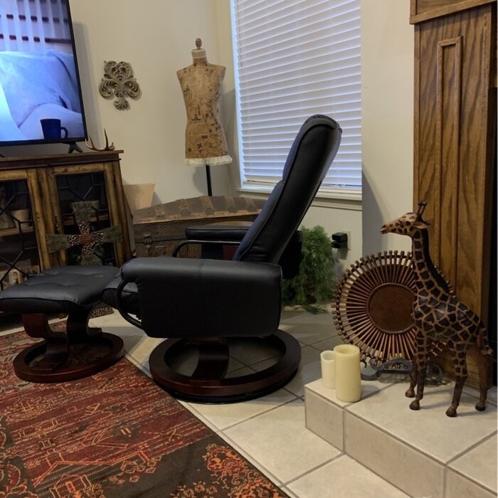 Padang Sidempuan 30.3'' Wide Faux Leather Manual Swivel Ergonomic Recliner with Ottoman