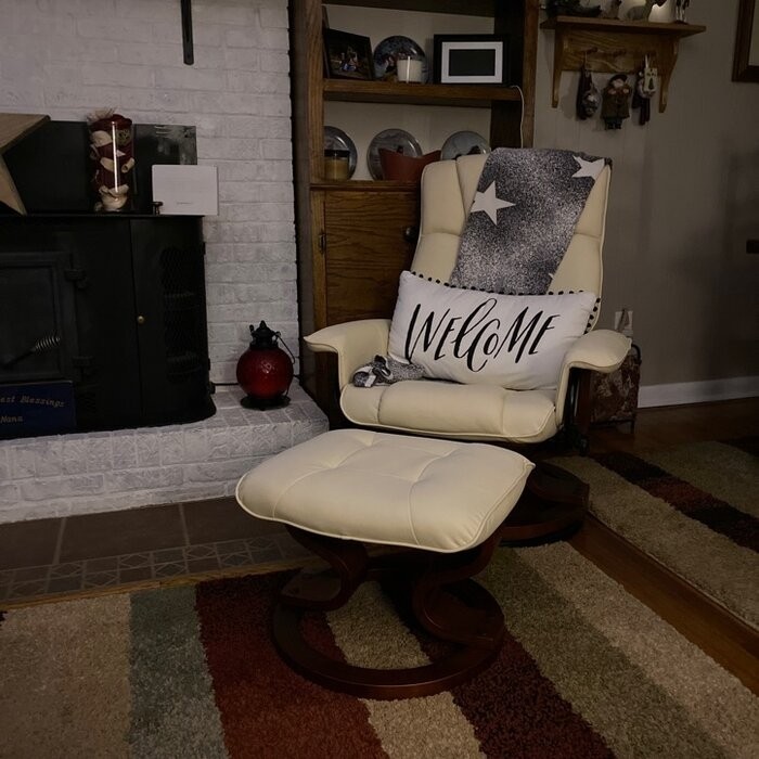 Padang Sidempuan 30.3'' Wide Faux Leather Manual Swivel Ergonomic Recliner with Ottoman