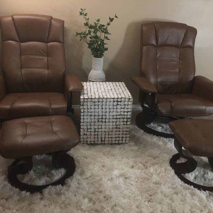 Padang Sidempuan 30.3'' Wide Faux Leather Manual Swivel Ergonomic Recliner with Ottoman