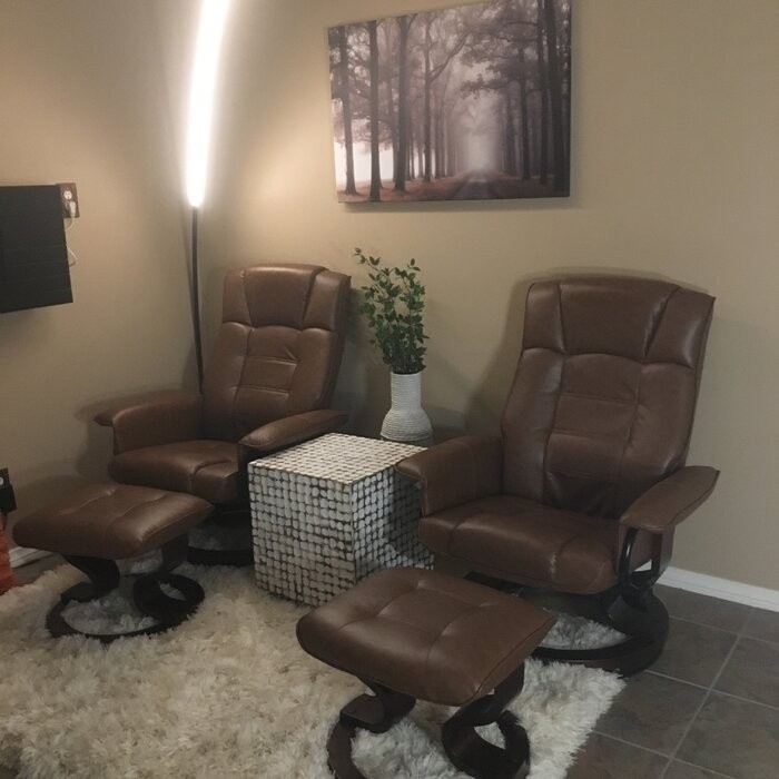 Padang Sidempuan 30.3'' Wide Faux Leather Manual Swivel Ergonomic Recliner with Ottoman