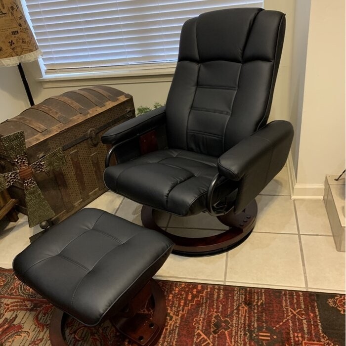 Padang Sidempuan 30.3'' Wide Faux Leather Manual Swivel Ergonomic Recliner with Ottoman