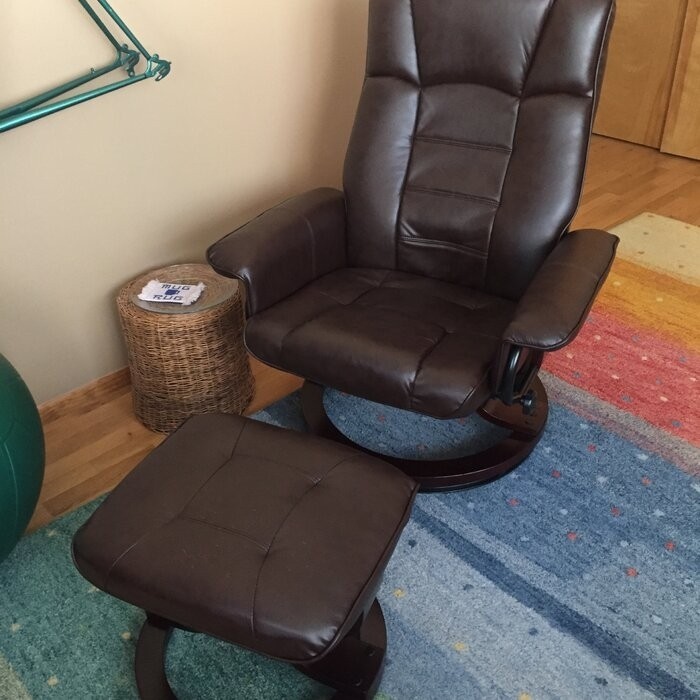 Padang Sidempuan 30.3'' Wide Faux Leather Manual Swivel Ergonomic Recliner with Ottoman