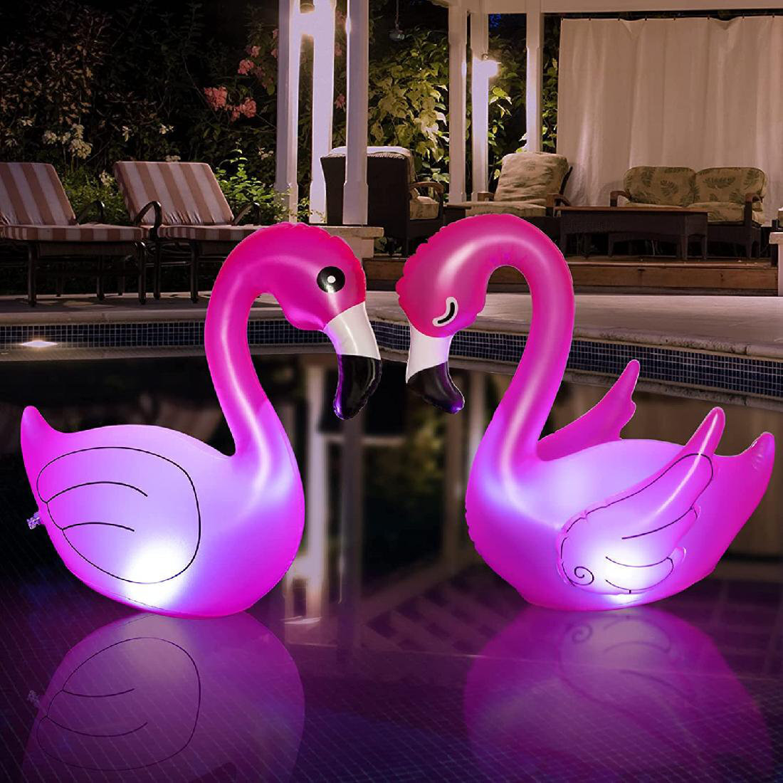 Pink Inflatable Flamingo Pool Lights 