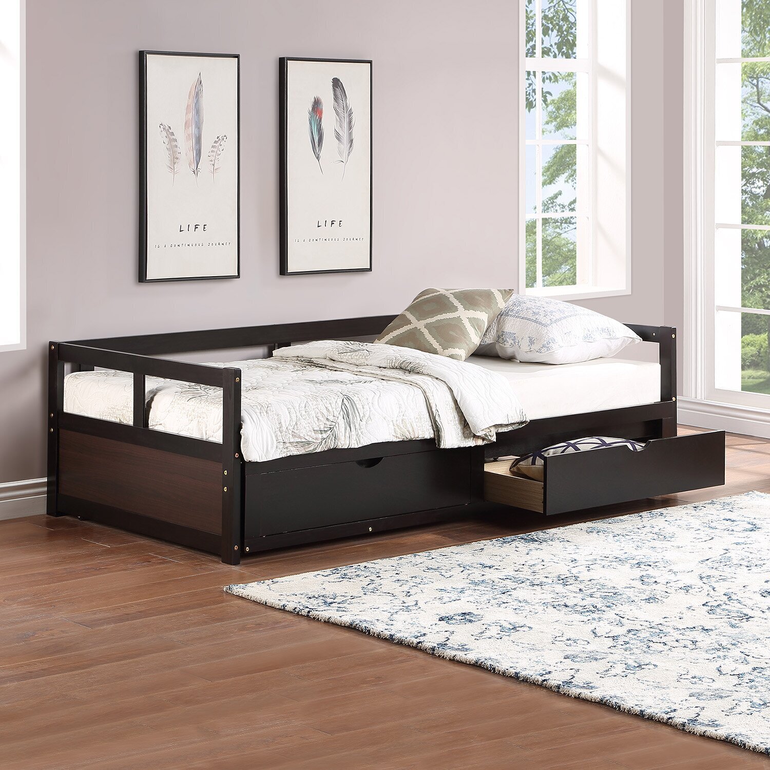 Platform Style Daybed Frame With Drawers
