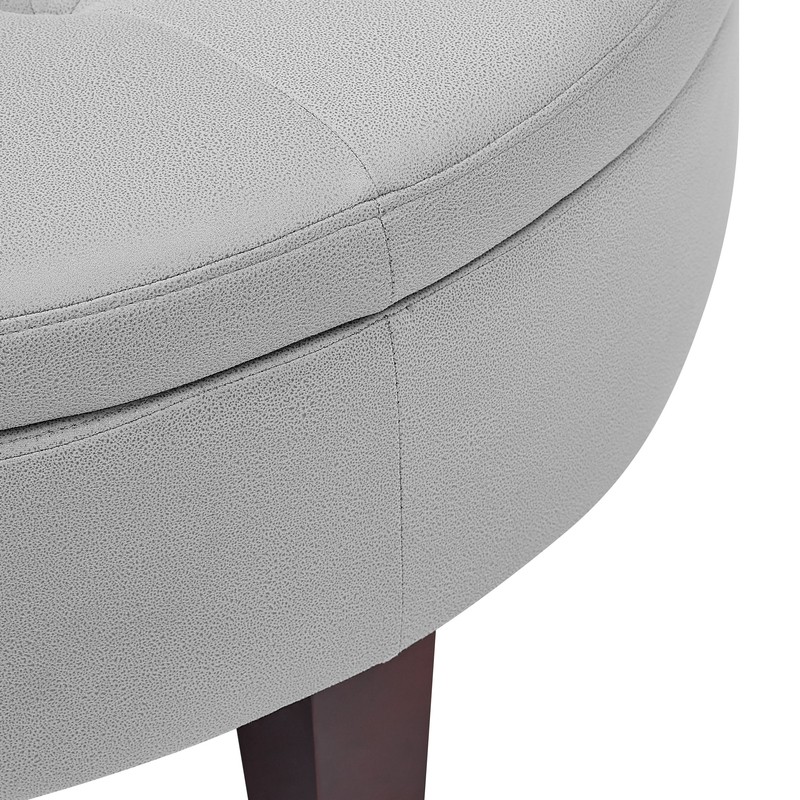 Posner 36'' Wide Faux Leather Tufted Round Storage Ottoman with Storage