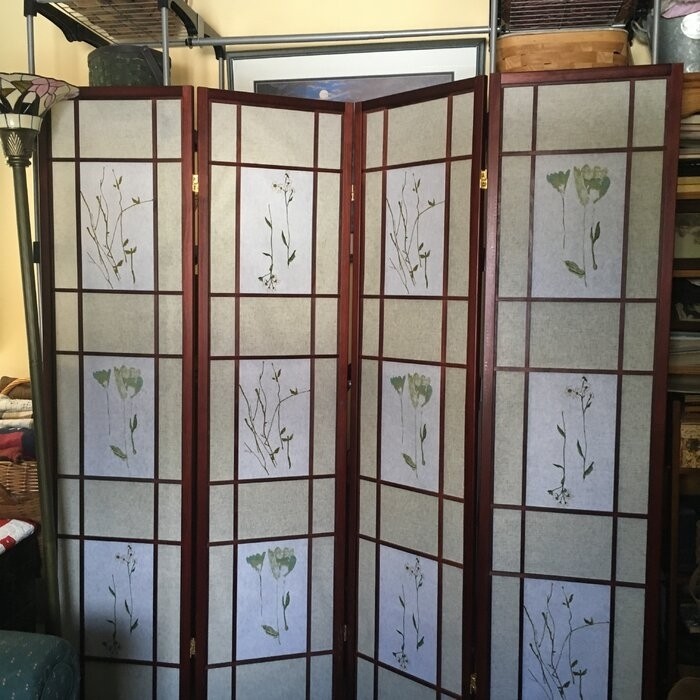 Pothier 70'' H 4 - Panel Solid Wood Folding Room Divider
