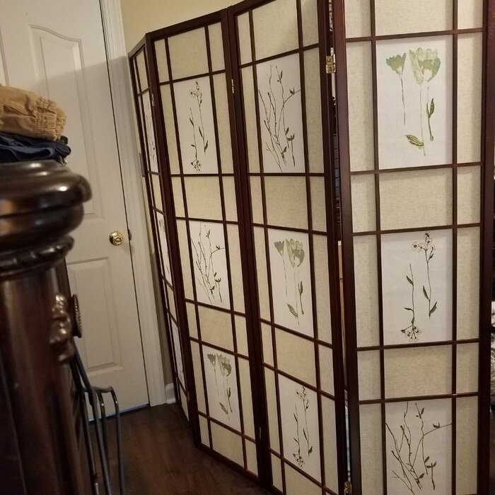 Pothier 70'' H 4 - Panel Solid Wood Folding Room Divider