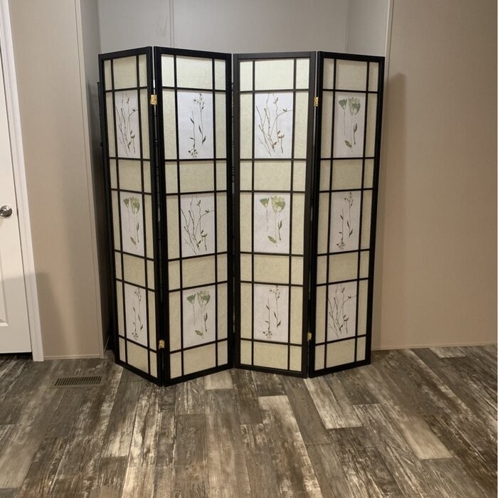 Pothier 70'' H 4 - Panel Solid Wood Folding Room Divider