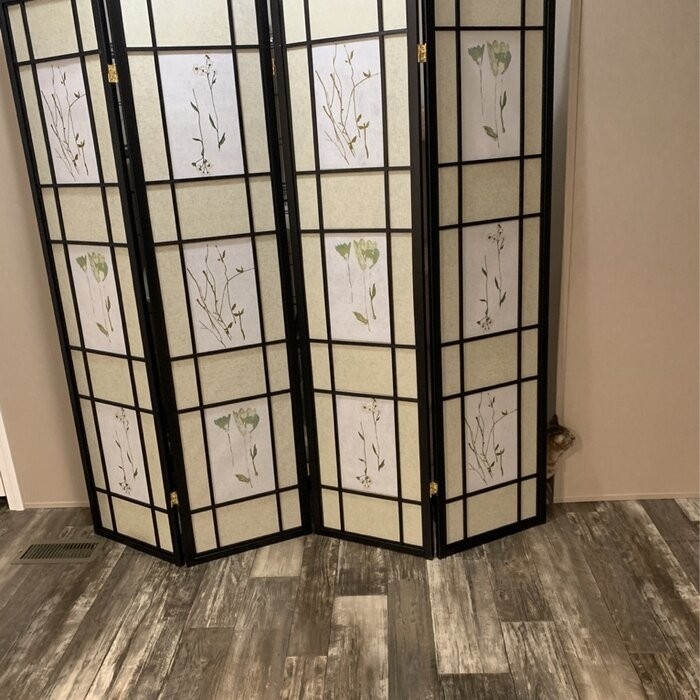 Pothier 70'' H 4 - Panel Solid Wood Folding Room Divider
