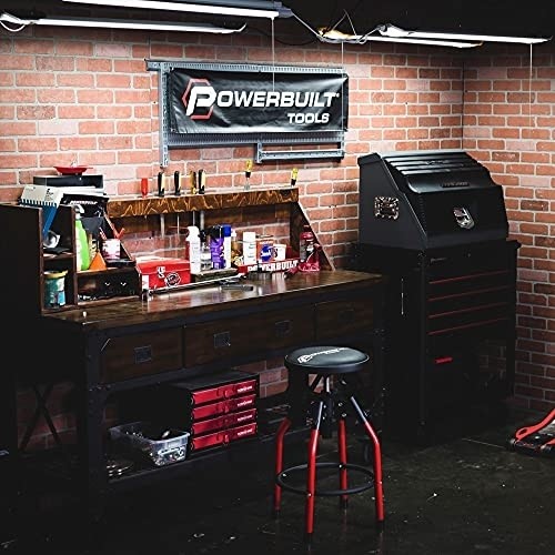 Powerbuilt Industrial Design Shop Stool - 240375, Black
