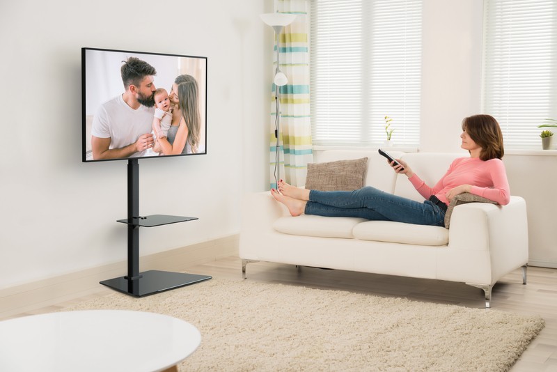 ProMounts Black Swivel Floor Stand Mount with Shelves For 37'' - 70'' Screens Holds Up To 88 lbs