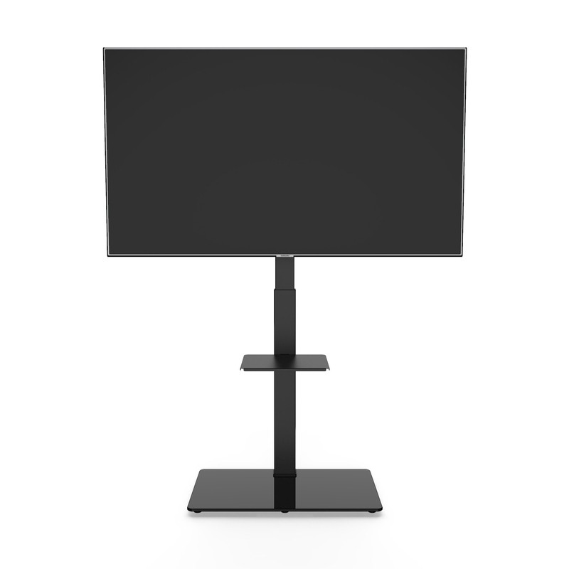 ProMounts Black Swivel Floor Stand Mount with Shelves For 37'' - 70'' Screens Holds Up To 88 lbs