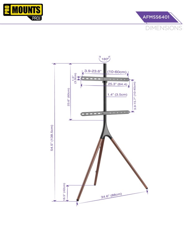 Promounts Brown Swivel Floor Stand Mount for 47'' - 70'' Screens Holds up to 55 Lb. lbs