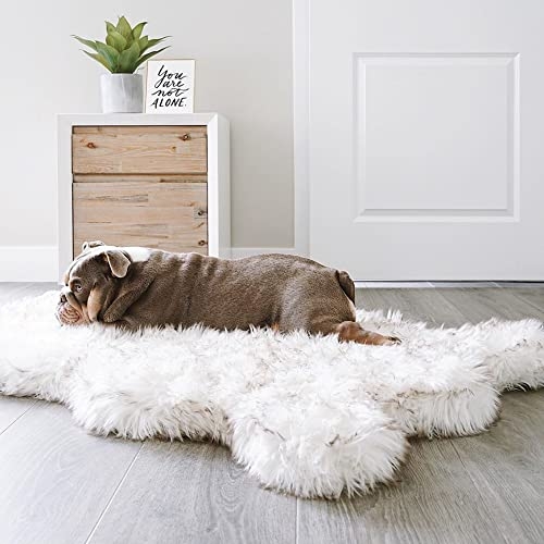 Puprug Faux Fur Memory Foam Orthopedic Dog Bed, Premium Memory Foam Base, Ultra-Soft Faux Fur Cover, Modern and Attractive Design (Large/Extra Large - 50" L X 30" W, White Curve)