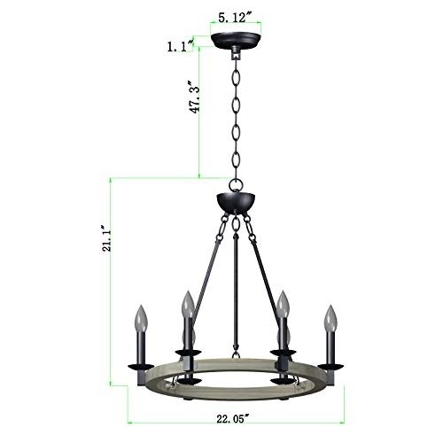 Q&S Farmhouse Chandellier,Wagon Wheel Chandelier,Rustic Vintage Round Chandelier Light Fixtures for Dining Room Kitchen Island Foyer Entryway