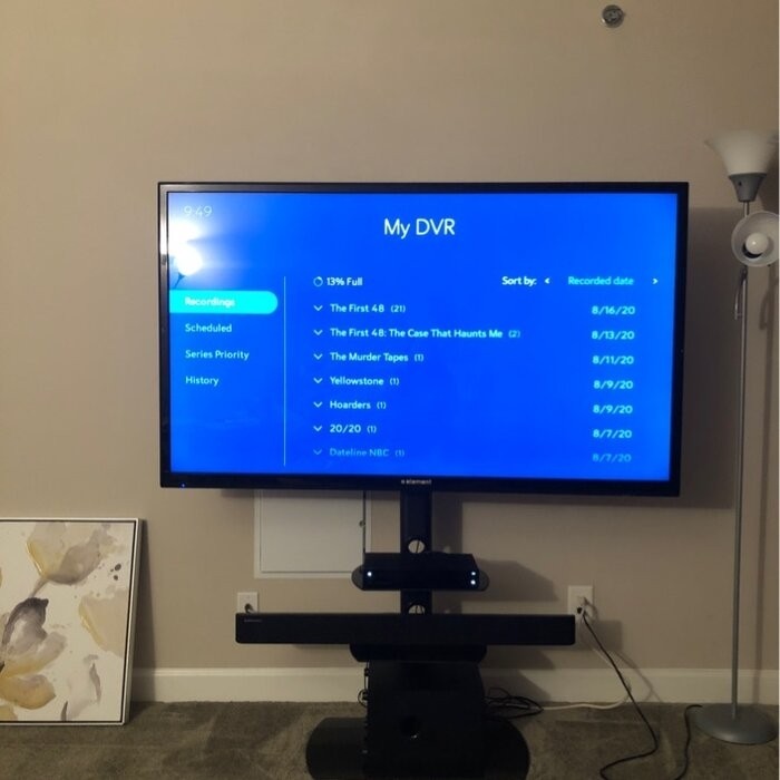 Randal Symple Stuff Black Swivel Floor Stand Mount for Screens with Shelving, Holds up to 110 Lb. lbs