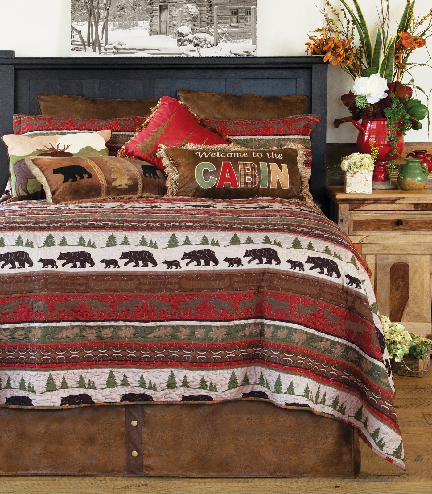 6-8 PC Elk Design Bedding Set Rocky Mountain Elk Bed In a Bag Comforter Sheets & 