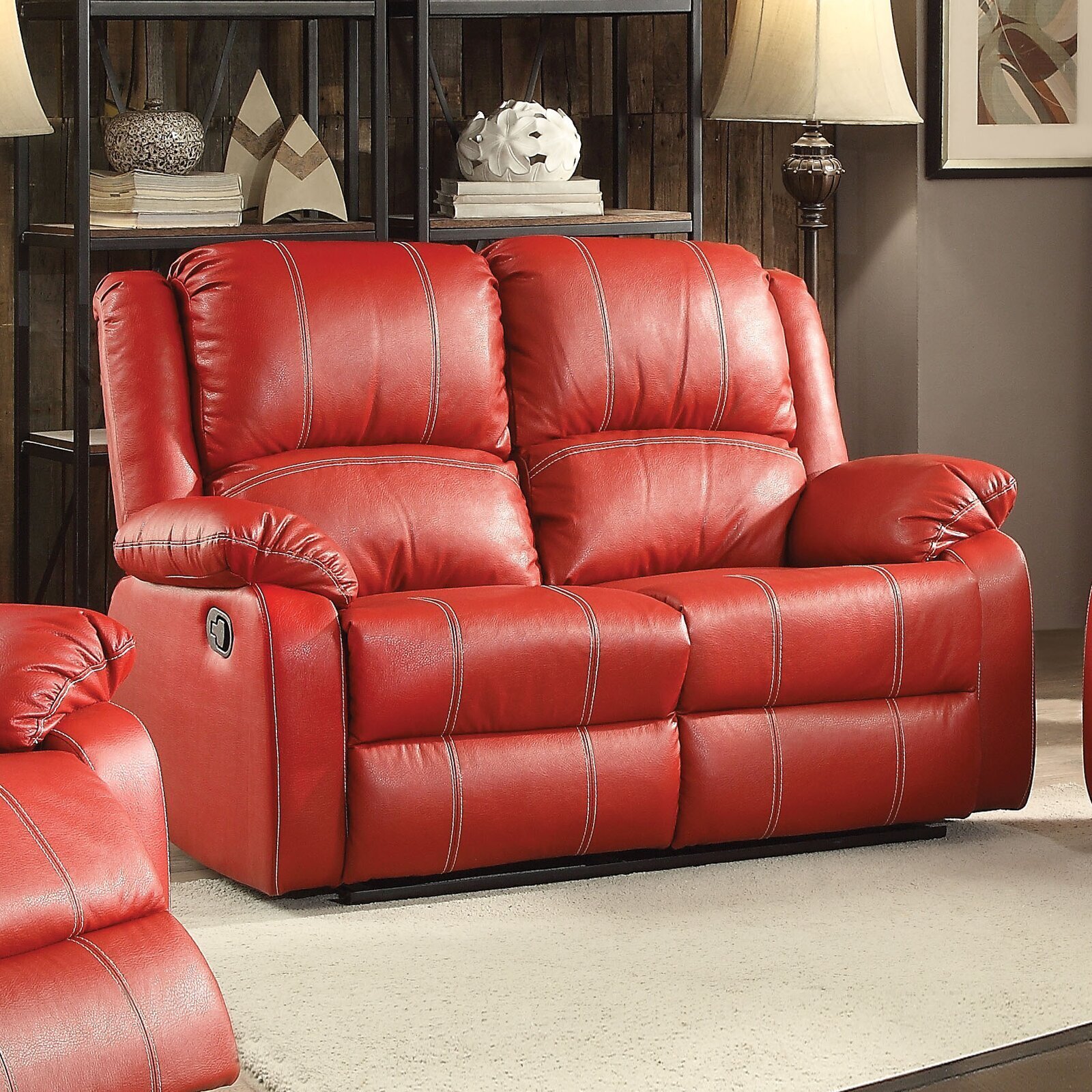 Red Small Couch with Recliner