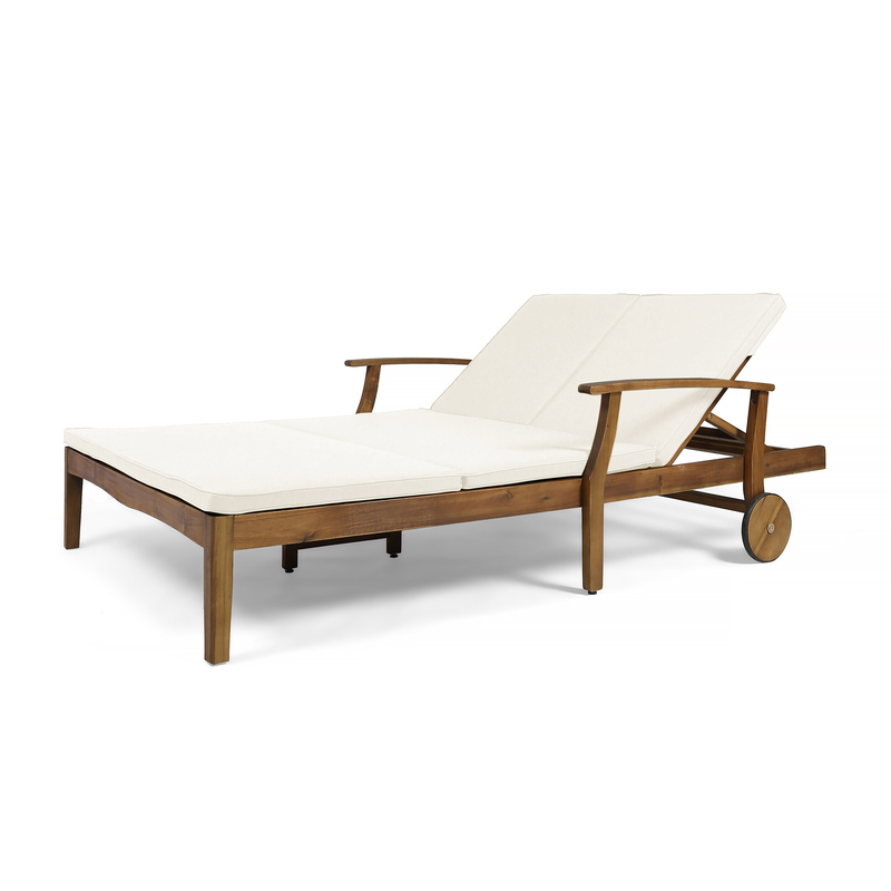 Reisterstown 79.25'' Long Reclining Acacia Double Chaise with Cushions