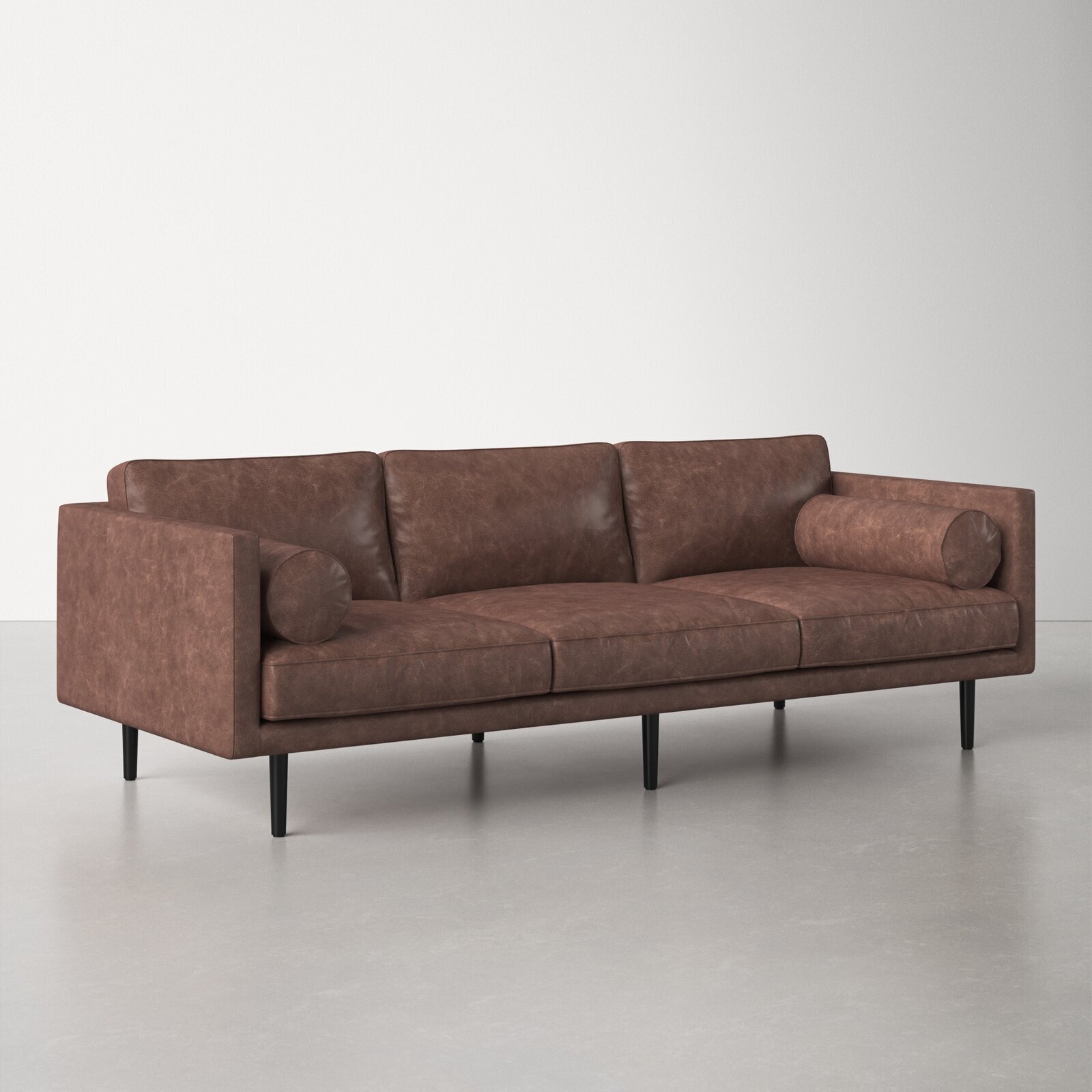 Retro Design Taupe Leather Sofa