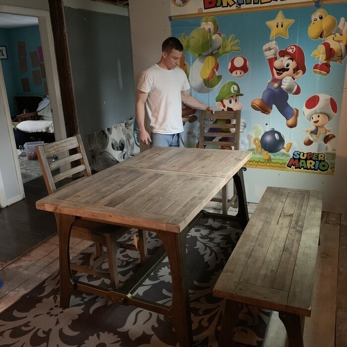 Rillie Butterfly Leaf Pine Solid Wood Dining Table