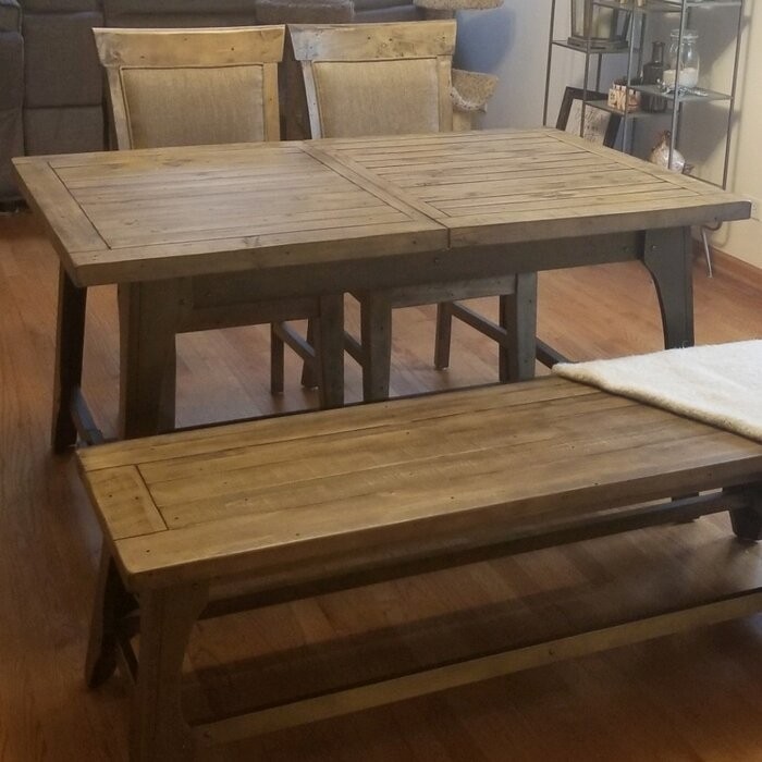 Rillie Butterfly Leaf Pine Solid Wood Dining Table