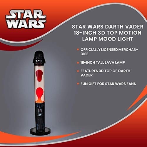 Robe Factory LLC Star Wars Darth Vader 18-Inch 3D Top Motion Lamp, Mood Light