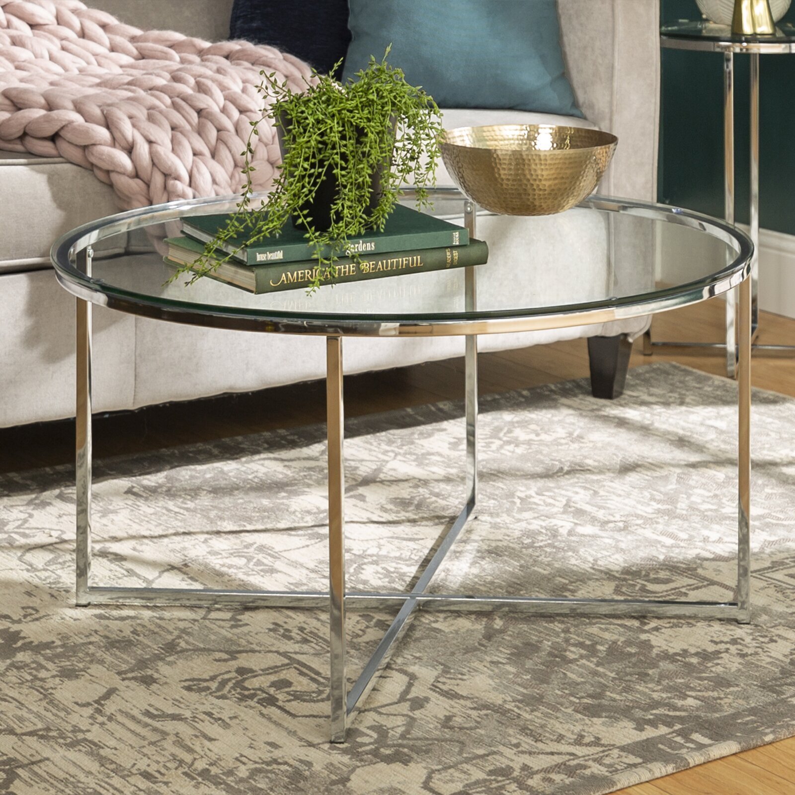 Round Chrome Coffee Table With Glass Top
