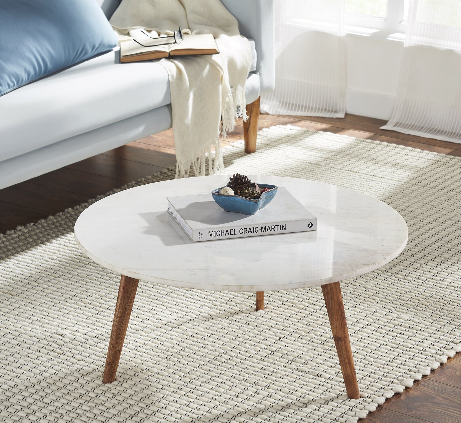 Round Marble Top Vintage Coffee Table