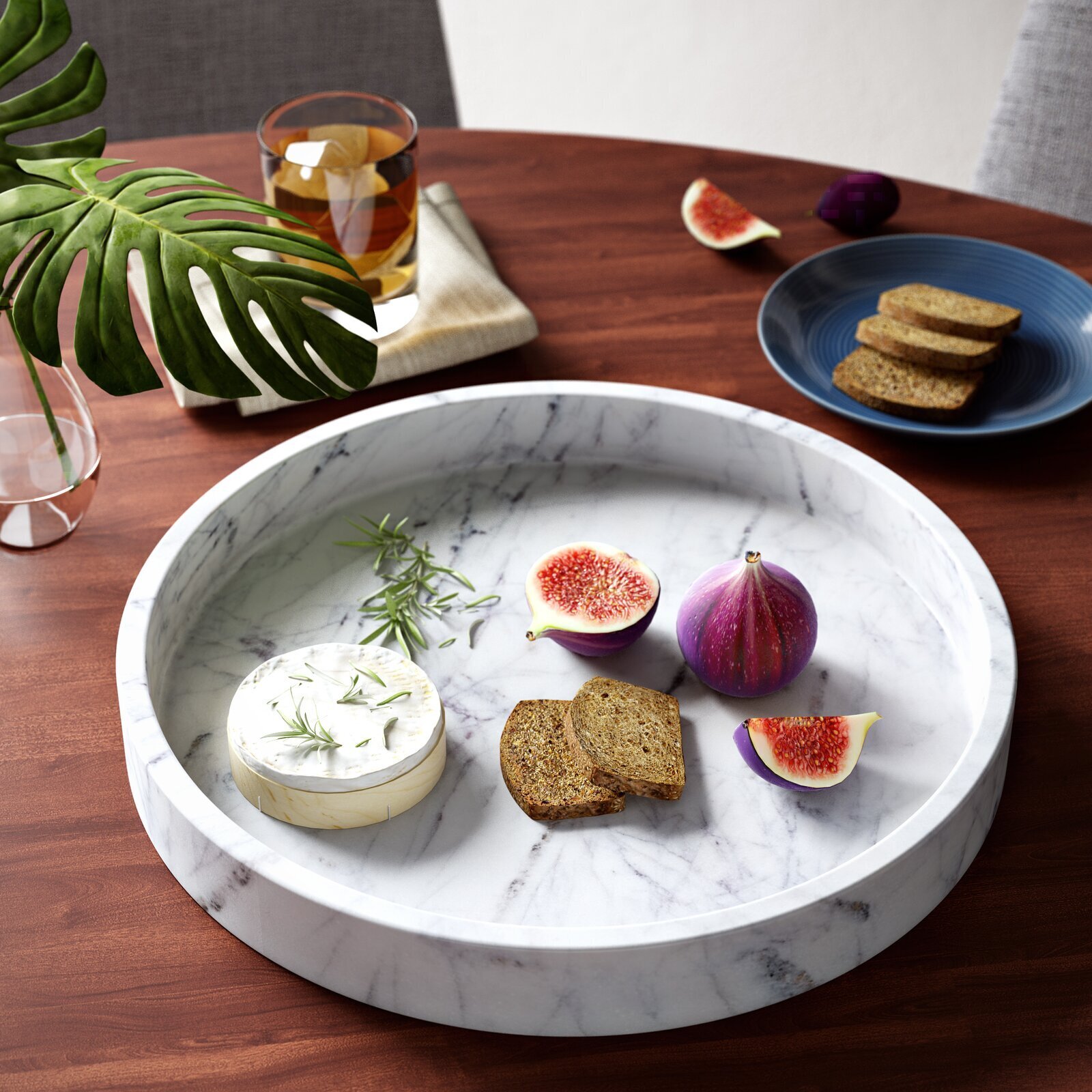 Round Marble Tray for Coffee Table