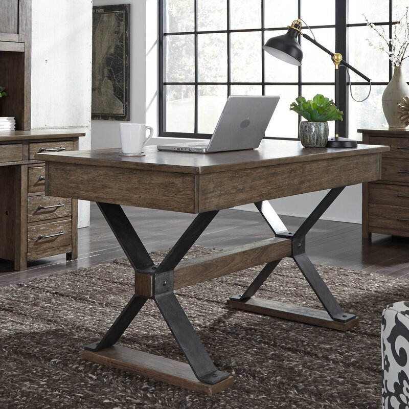 Rustic Home Office Desk with Credenza