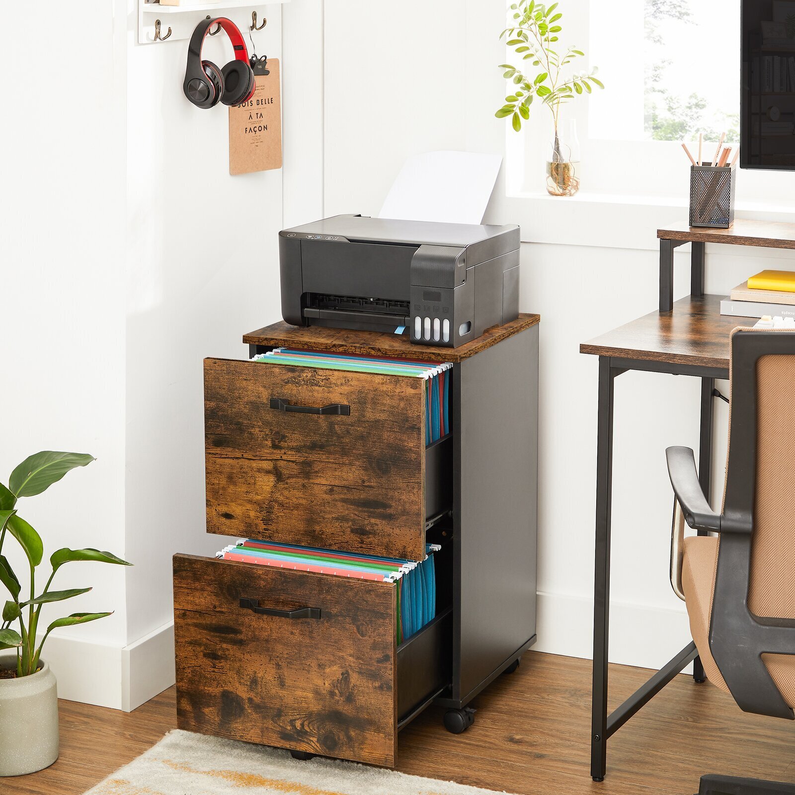 Rustic Wooden Filing Cabinet