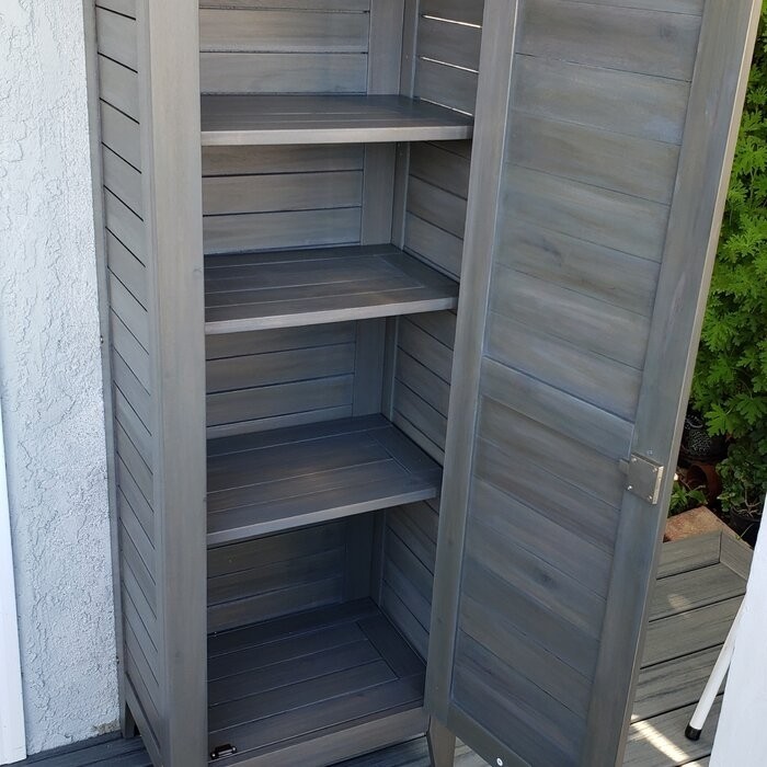 Sand & Stable™ Amagansett 104.73 Gallons Gallon Water Resistant Acacia Solid Wood Cabinet Deck Box with Lock