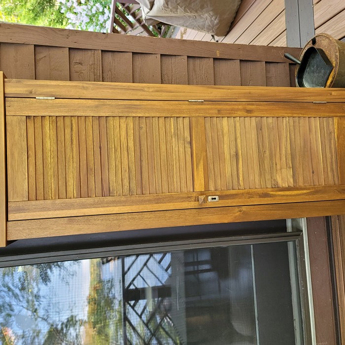 Sand & Stable™ Amagansett 104.73 Gallons Gallon Water Resistant Acacia Solid Wood Cabinet Deck Box with Lock
