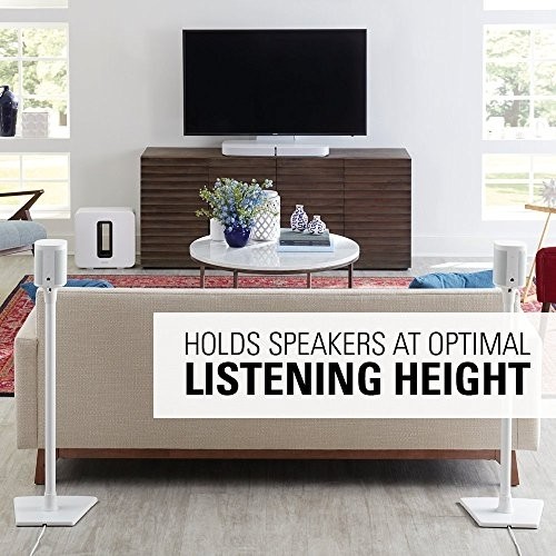 Sanus Wireless Sonos Speaker Stand for Sonos One, Play:1, Play:3 - Audio-Enhancing Design with Built-in Cable Management - Pair (White) - WSS22-W1