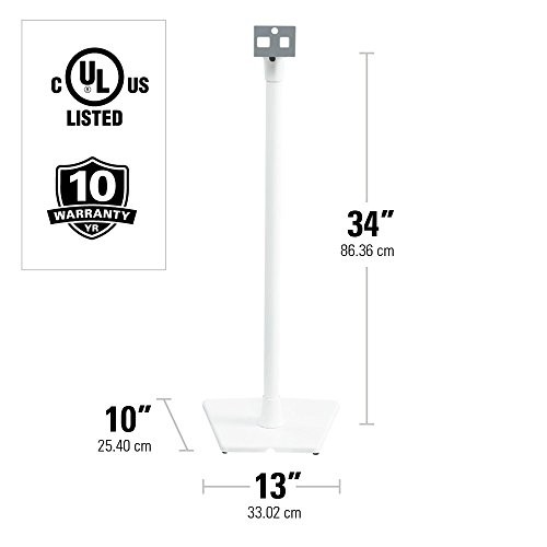 Sanus Wireless Sonos Speaker Stand for Sonos One, Play:1, Play:3 - Audio-Enhancing Design with Built-in Cable Management - Pair (White) - WSS22-W1