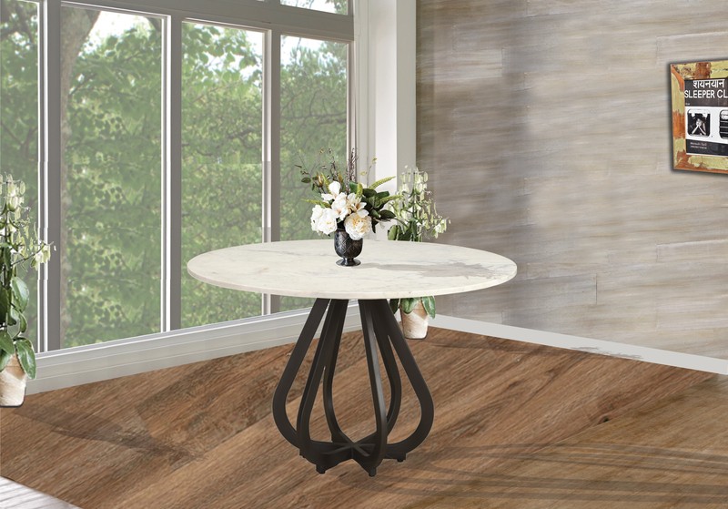 Satchwell 48'' Genuine Marble Iron Pedestal Dining Table