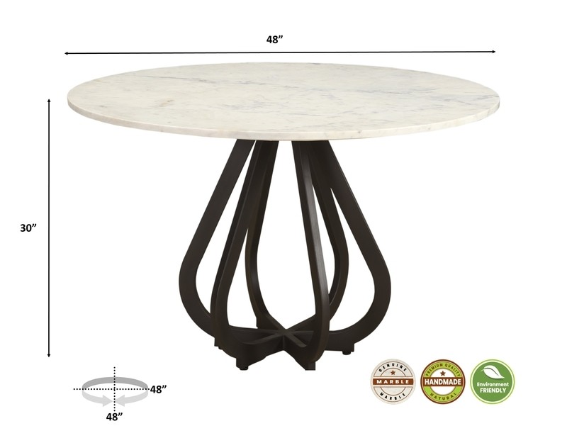 Satchwell 48'' Genuine Marble Iron Pedestal Dining Table