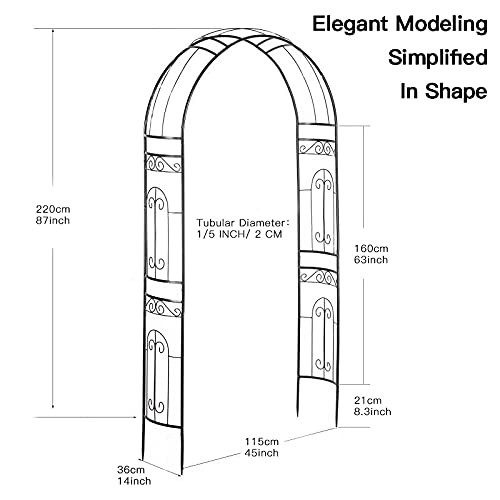 SCENDOR Garden Arches Arbors Curved Metal Durable Iron Trellis Plants Stand Use for Outdoor Garden Arbor Climbing Plants Wedding Arches Ceremony