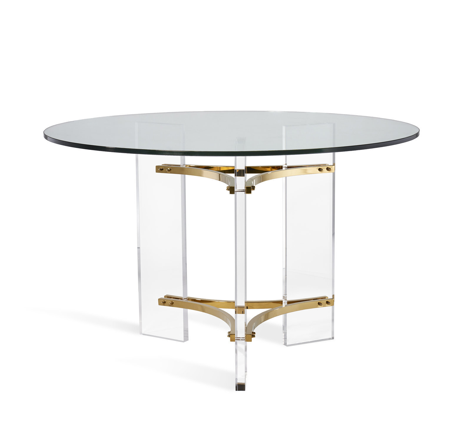Sculptural Round Glass Dining Table for Six