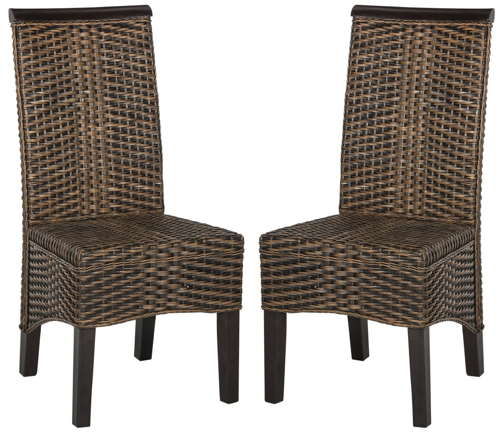 Set Of Two Indoor Wicker Dining Chairs