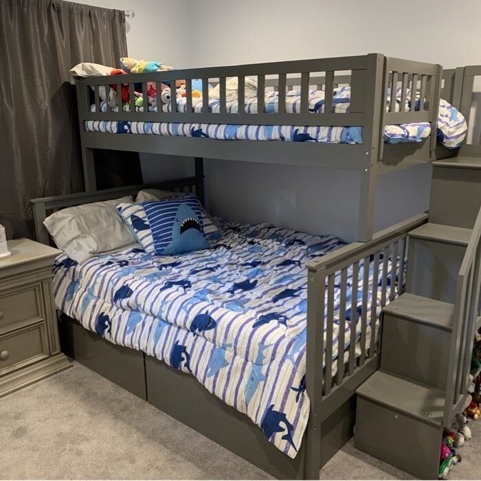 Shyann Twin Over Full Solid Wood Standard Bunk Bed with Shelves by Three Posts™ Baby & Kids