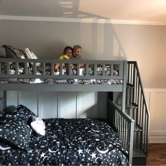 Shyann Twin Over Full Solid Wood Standard Bunk Bed with Shelves by Three Posts™ Baby & Kids