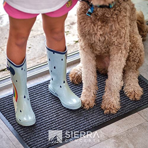 Sierra Concepts Front Door Mat Welcome Mats 2-Pack - Indoor Outdoor Rug Entryway Mats for Shoe Scraper, Ideal for Inside Outside Home High Traffic Area, Steel Gray 30 Inch x 17 Inch