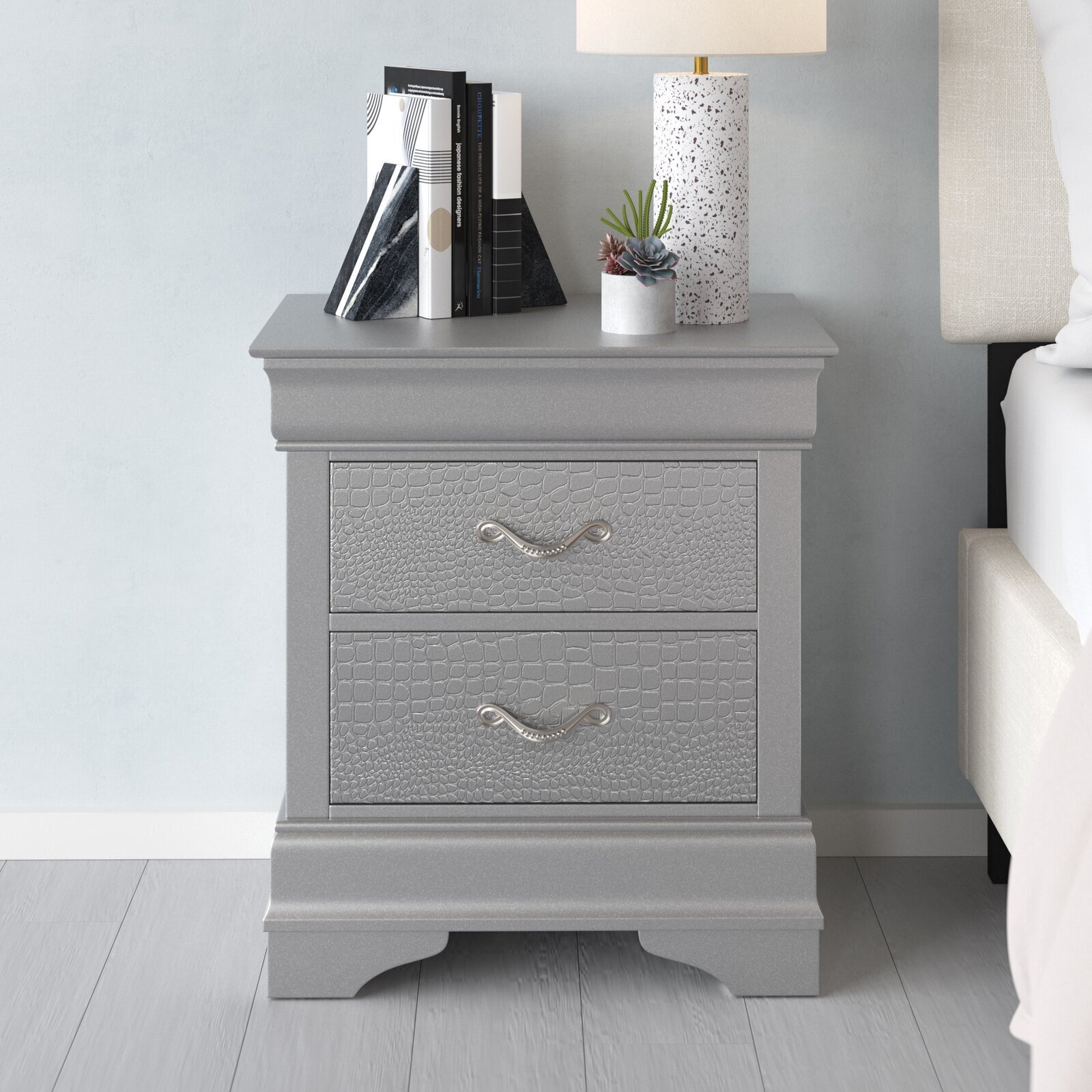 Silver Painted Furniture Nightstand