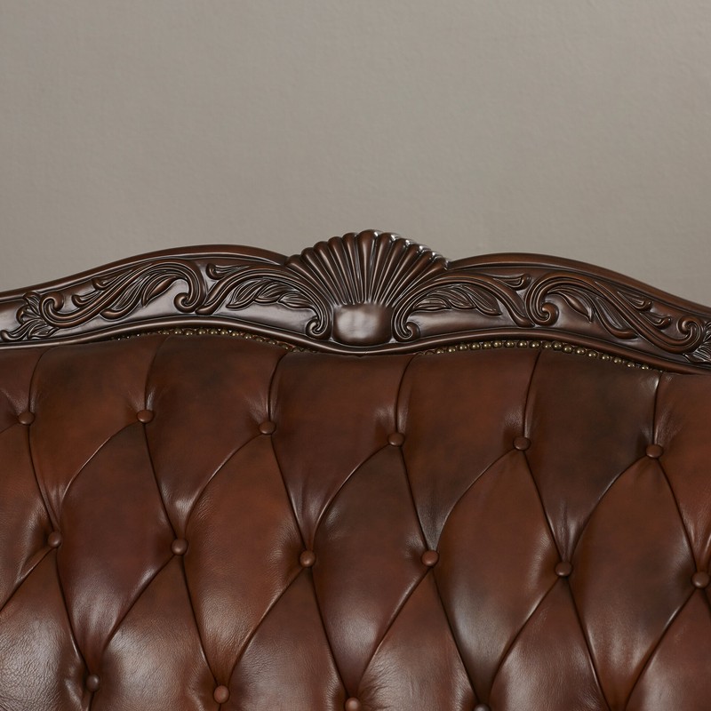Smith 86'' Genuine Leather Rolled Arm Sofa