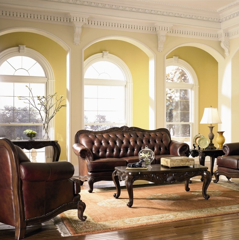 Smith 86'' Genuine Leather Rolled Arm Sofa